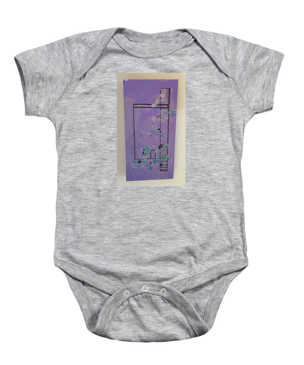 Dragonfly Baby Onesie featuring the painting Dragonfly Geometry by Kenlynn Schroeder