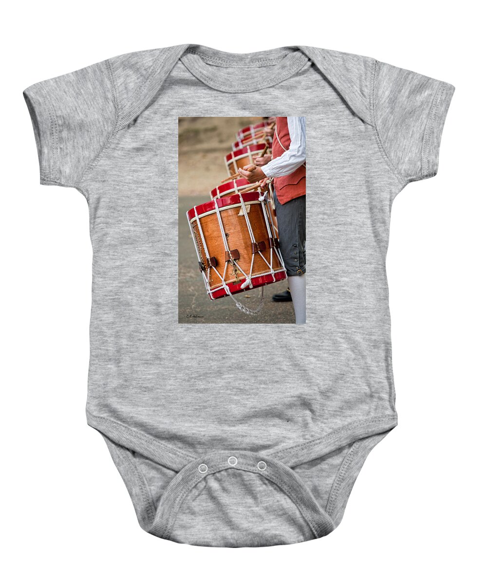 Music Baby Onesie featuring the photograph Drums Of The Revolution by Christopher Holmes