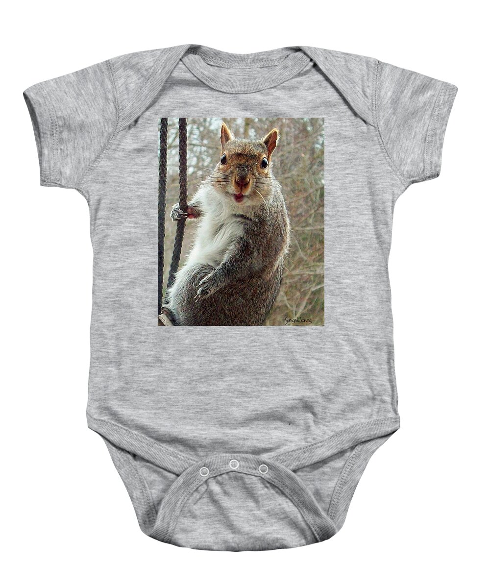 Squirrel Baby Onesie featuring the photograph Earl The Squirrel by Robert Orinski