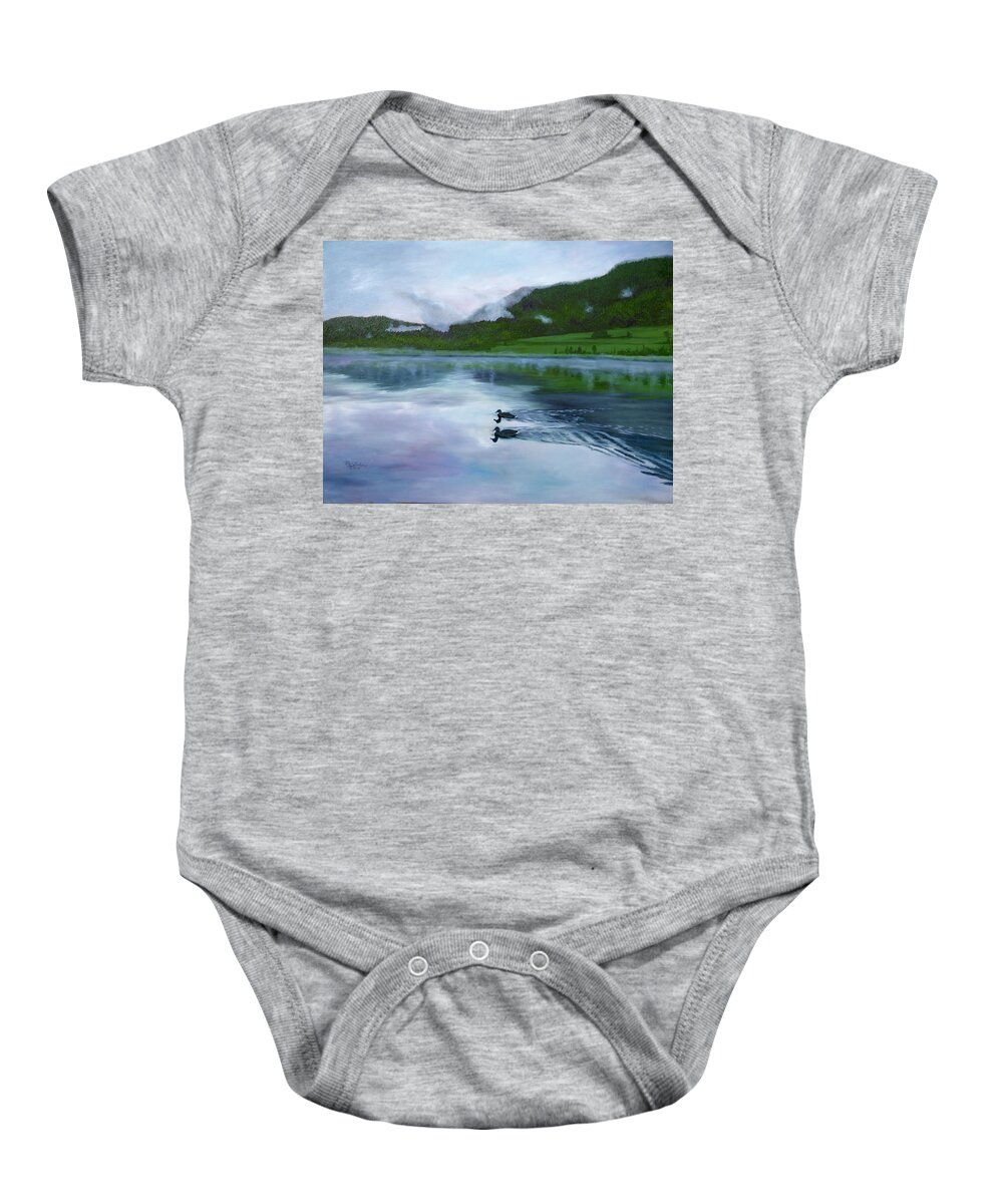 Nature Baby Onesie featuring the painting Early morning by Petra Stephens