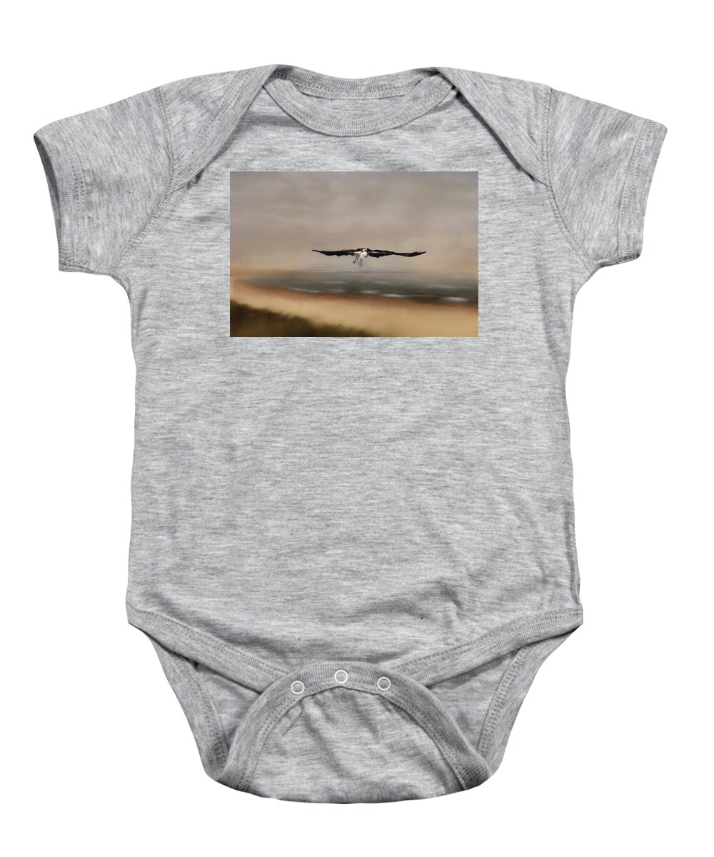 Landscape Baby Onesie featuring the photograph Early Morning Takeoff by Kim Hojnacki