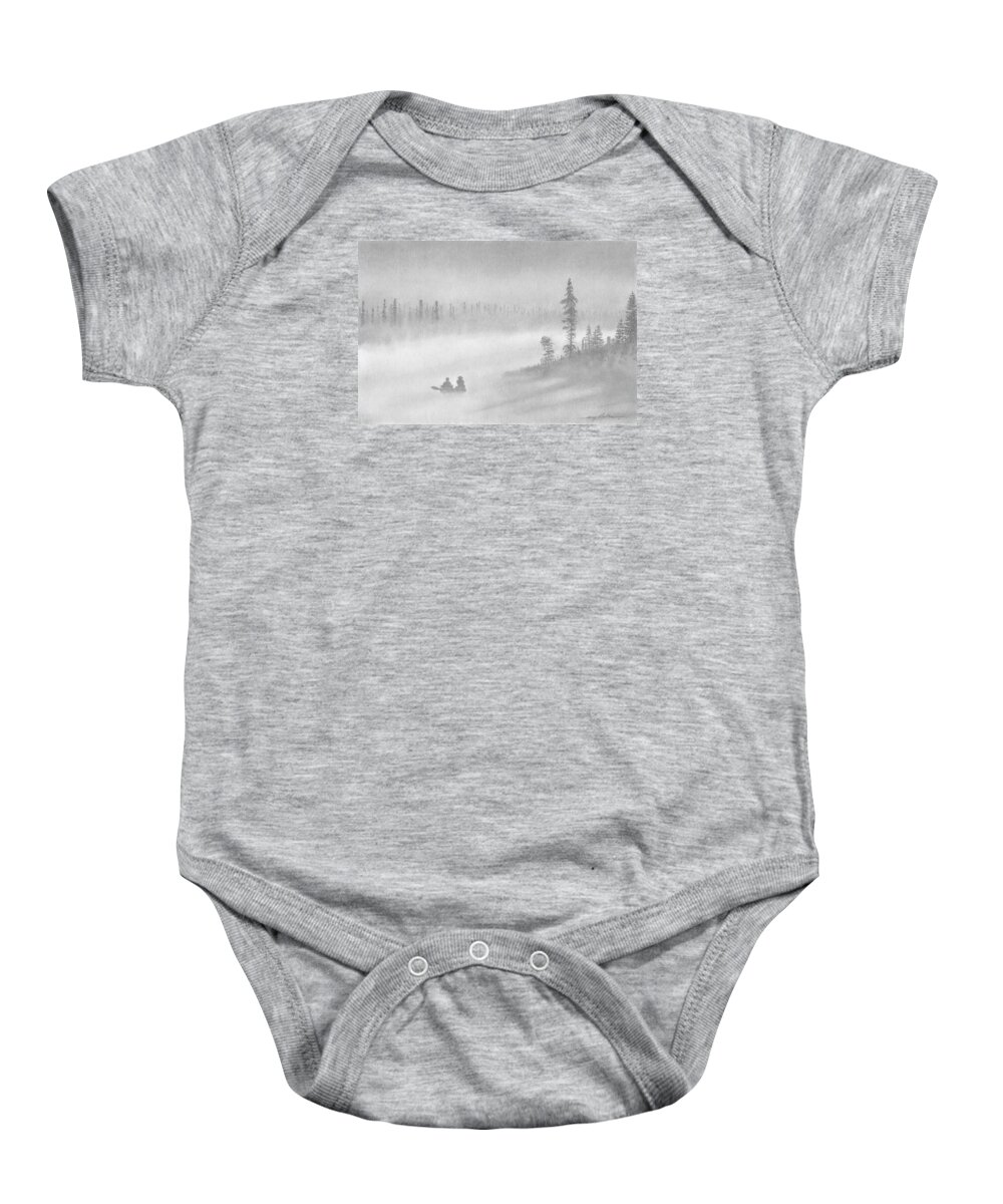 Bog Baby Onesie featuring the drawing East Inlet by Harry Moulton