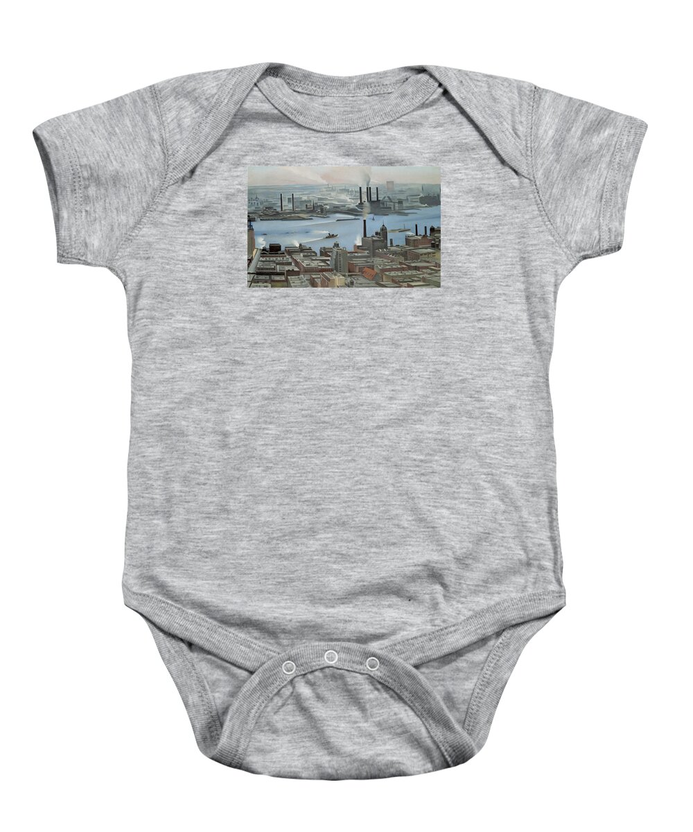 East River From The 30th Story Of The Shelton Hotel Baby Onesie featuring the photograph East River From Shelton Hotel by Georgia O'keeffe 