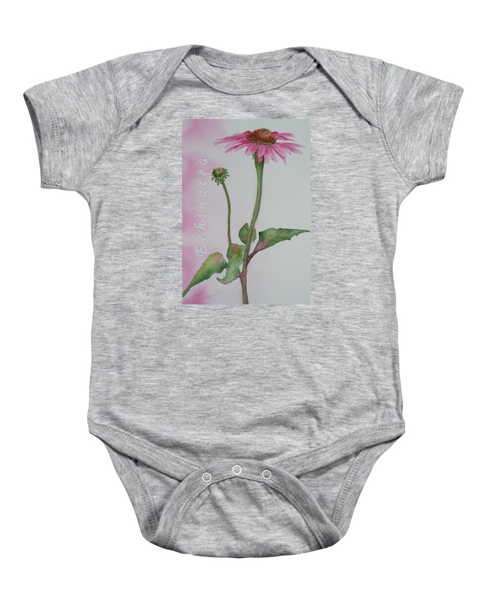 Flower Baby Onesie featuring the painting Echinacea by Ruth Kamenev