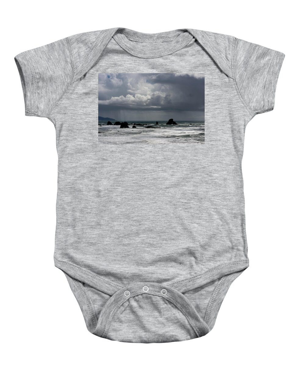 Cannon Beach Baby Onesie featuring the photograph Ecola Rain by Robert Potts