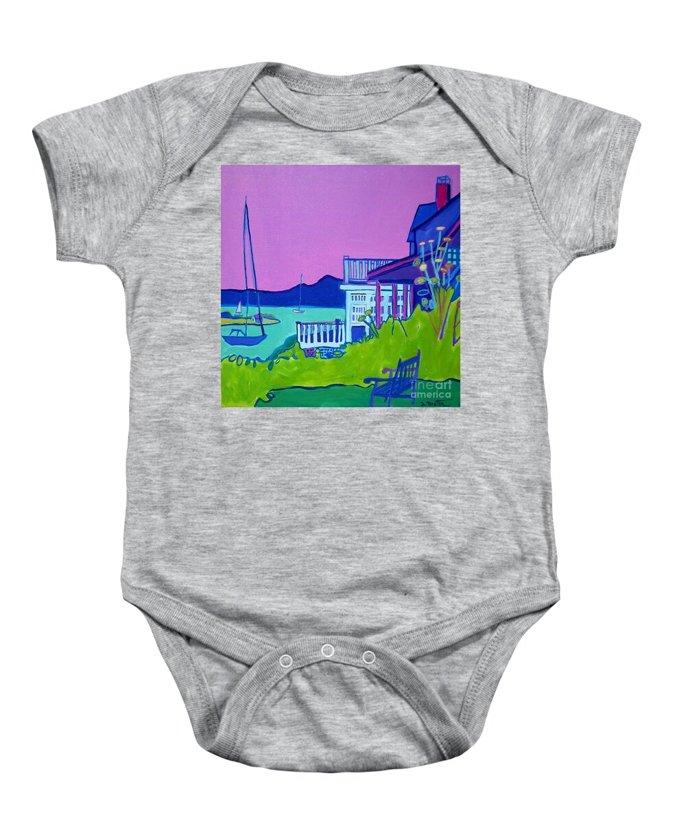 Landscape Baby Onesie featuring the painting Edgartown Porches by Debra Bretton Robinson