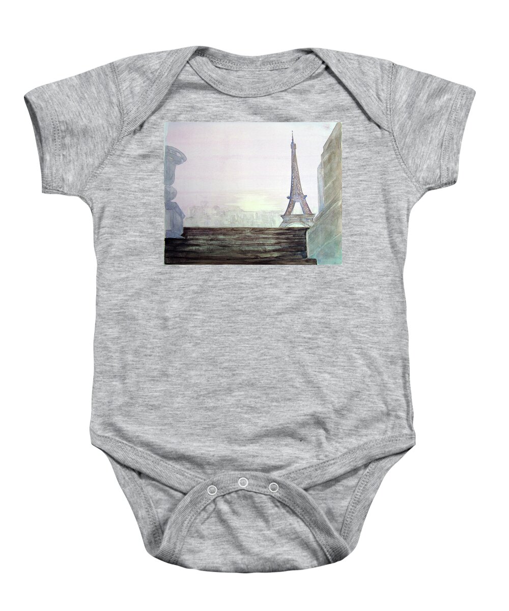 Eiffel Baby Onesie featuring the painting Eiffel Tower by Karen Coggeshall