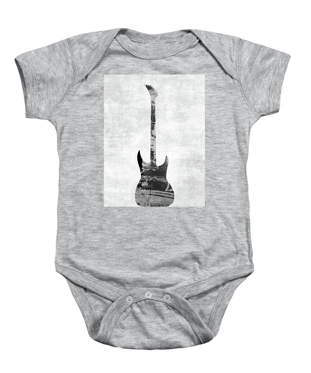 Guitar Baby Onesie featuring the photograph Electric Guitar Black White by Andrea Anderegg