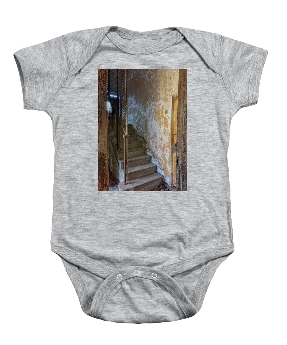 Jersey City New Jersey Baby Onesie featuring the photograph Ellis Island Stairs by Tom Singleton