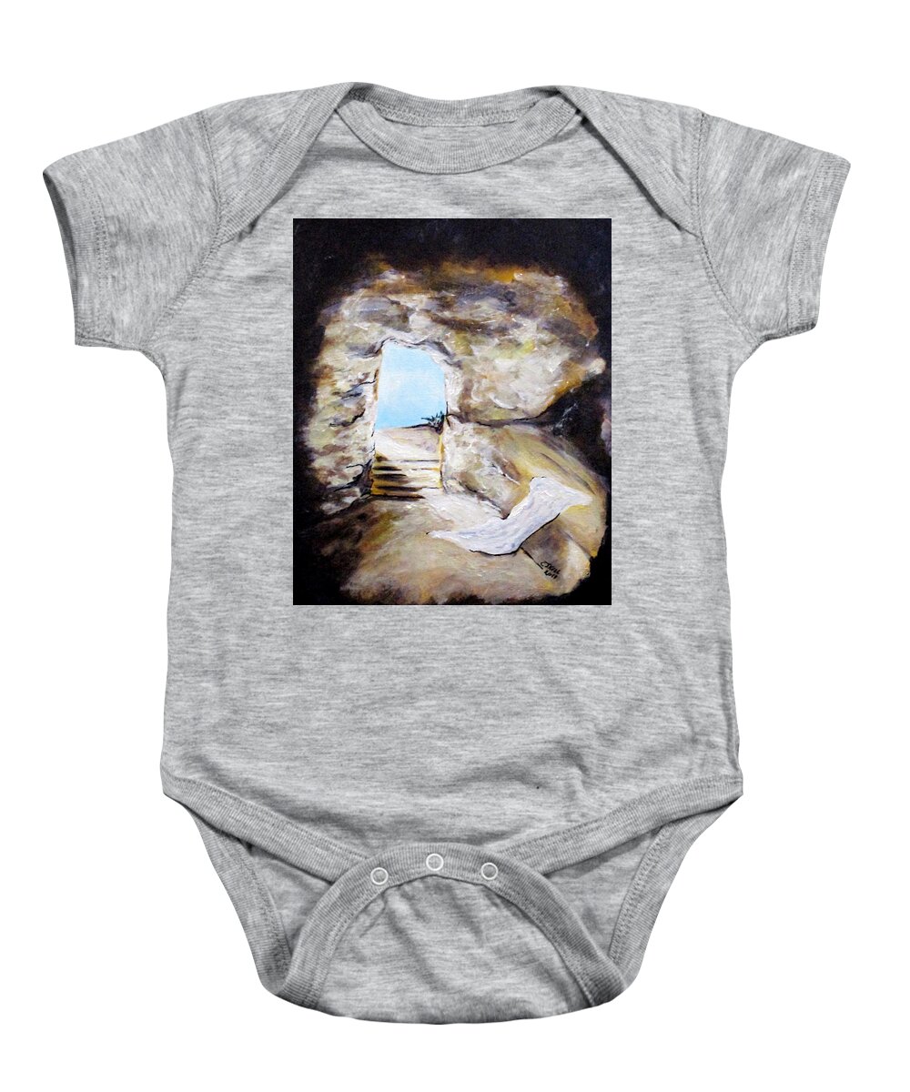 Christian Religion Baby Onesie featuring the painting Empty Burial Tomb by Clyde J Kell