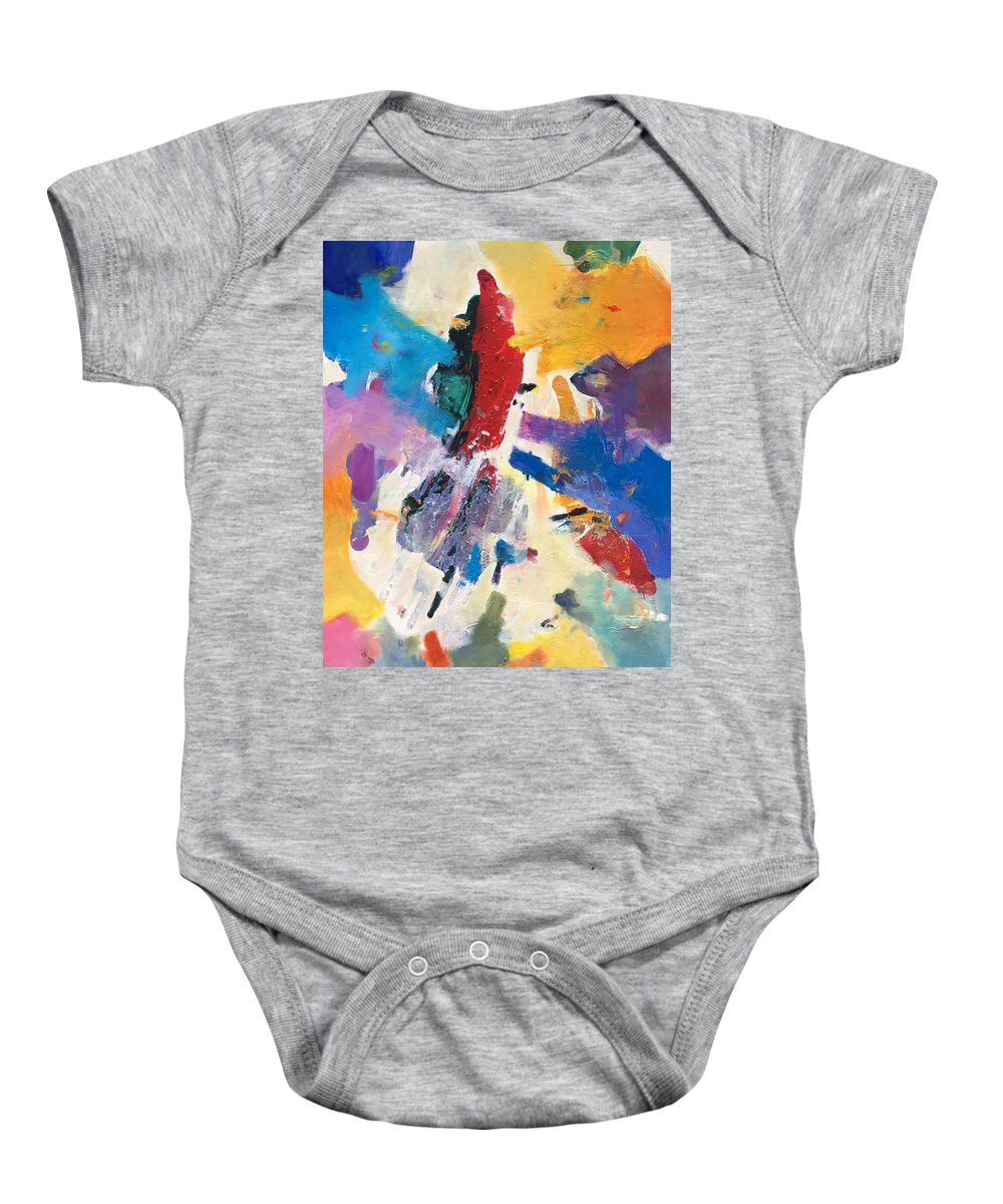 Abstract Baby Onesie featuring the painting Entering ND by Atanas Karpeles