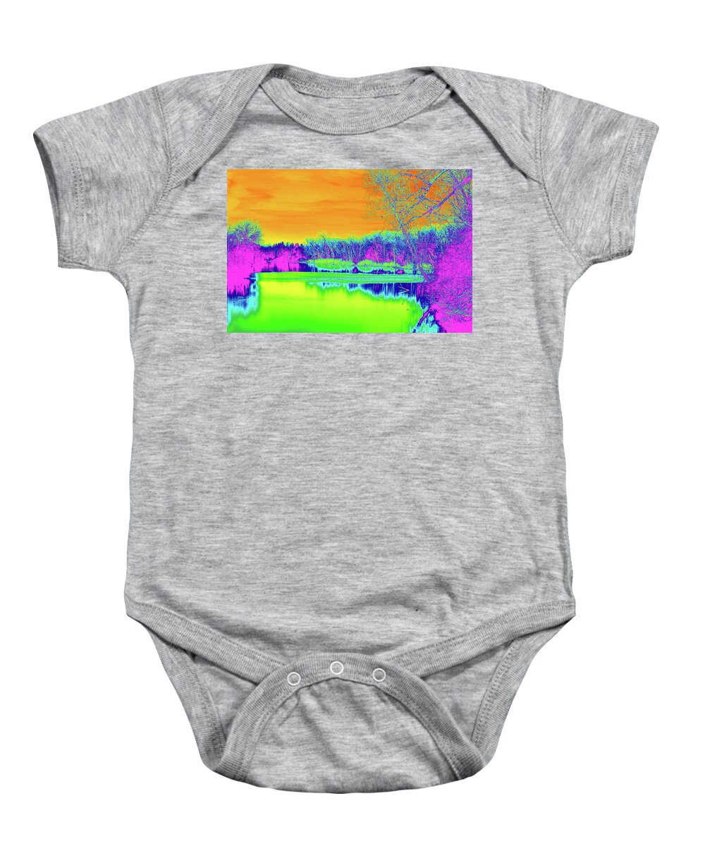 Landscape Baby Onesie featuring the digital art Erie Canal Abstract by David Stasiak