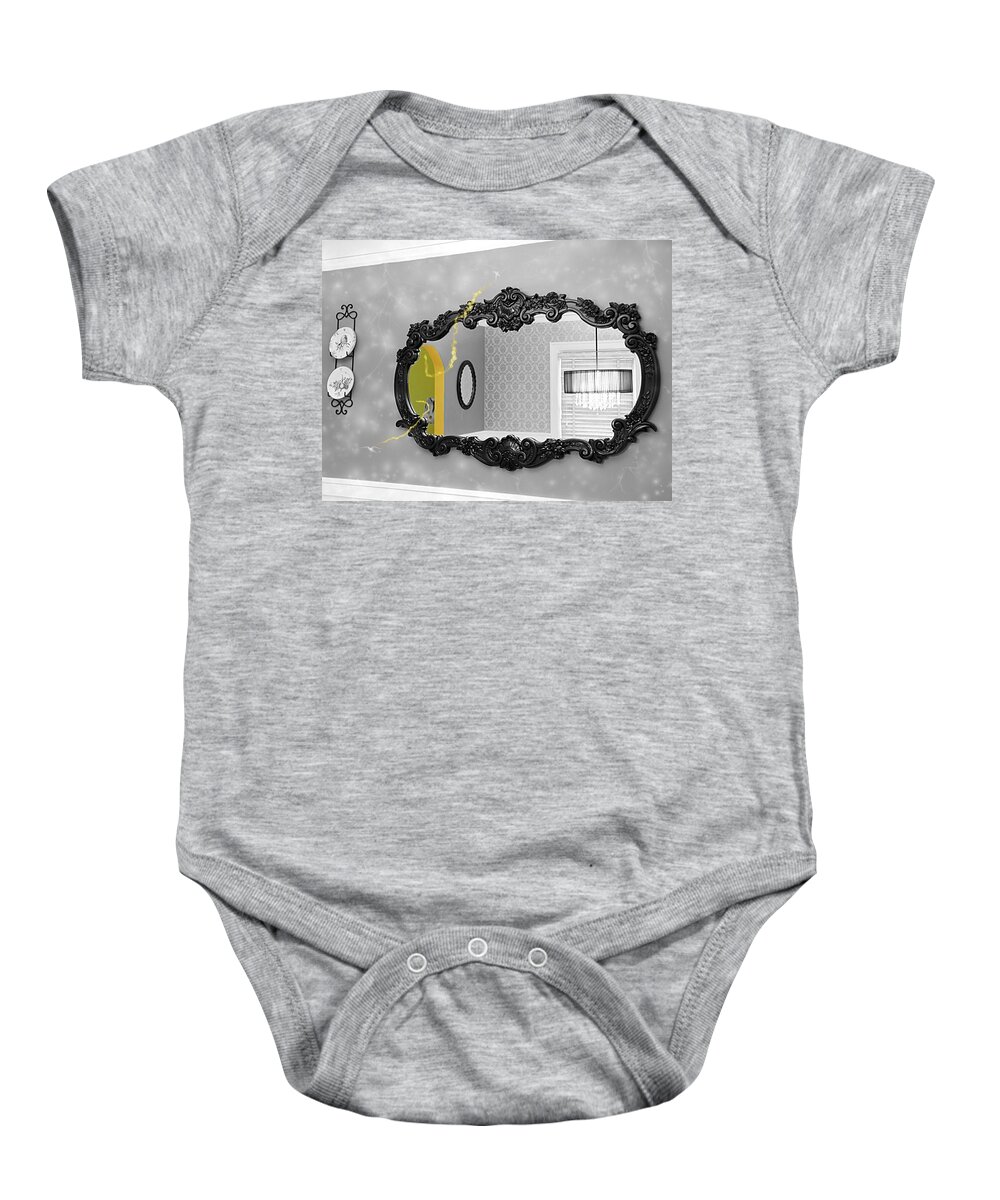 Abstract Baby Onesie featuring the photograph Escape from the yellow room by Debra Baldwin