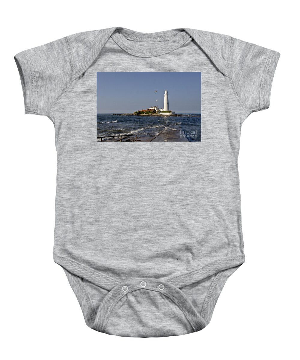Lighthouse Baby Onesie featuring the photograph Evening at St. Mary's Lighthouse by Elena Perelman