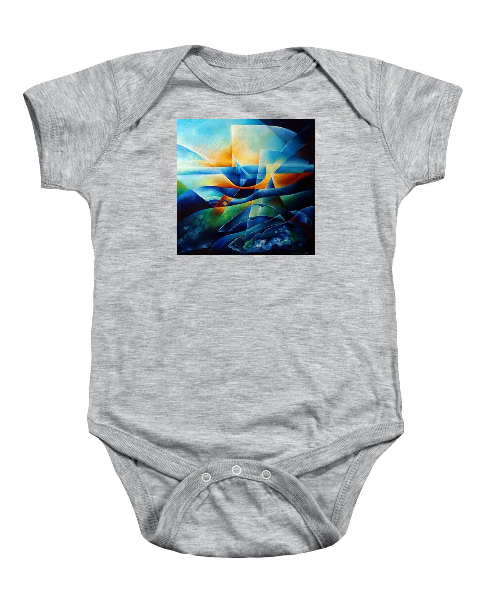 Shore Baby Onesie featuring the painting Evening At The Shore by Wolfgang Schweizer