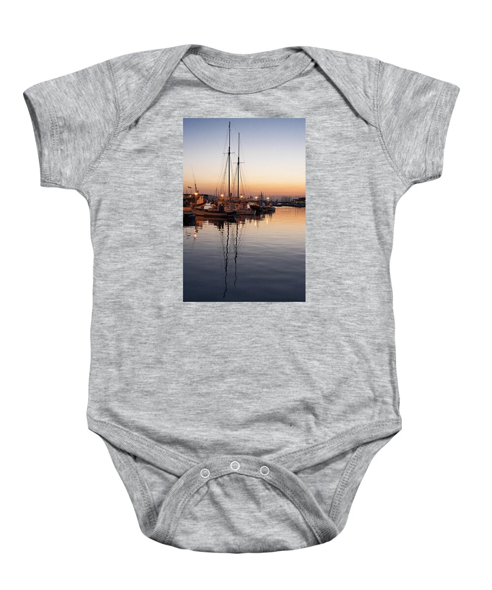 Port Baby Onesie featuring the photograph Evening in the port by Antonio Ballesteros