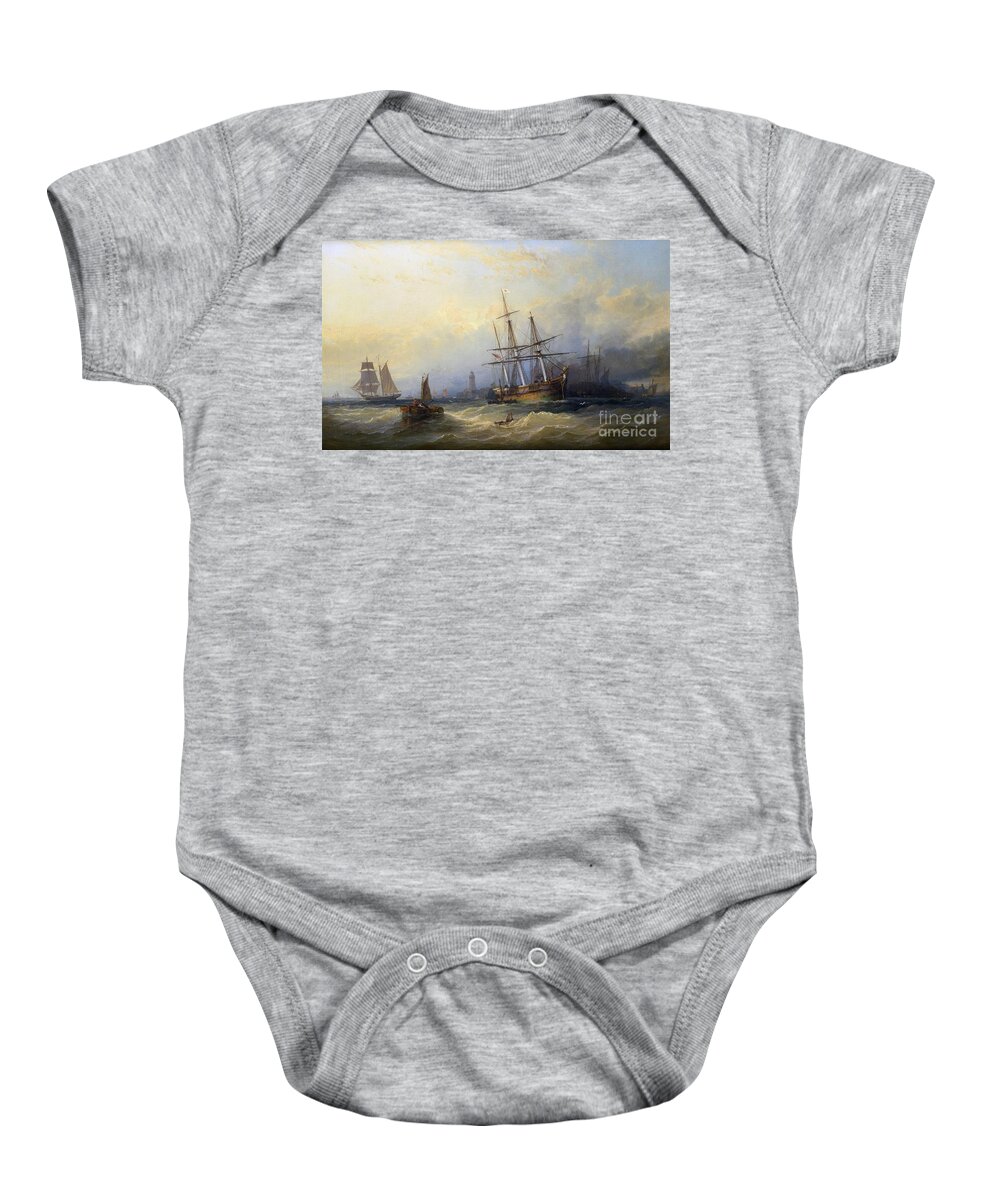 George Gregory - Evening Off The Harbour Mouth 1876 Baby Onesie featuring the painting Evening off the Harbour Mouth by MotionAge Designs