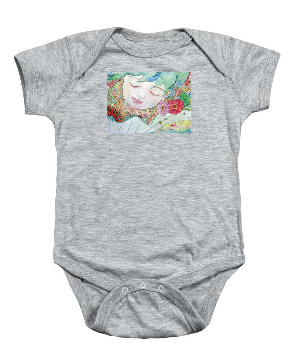 Child Baby Onesie featuring the painting Everything is a Child of the Earth by Fumiyo Yoshikawa