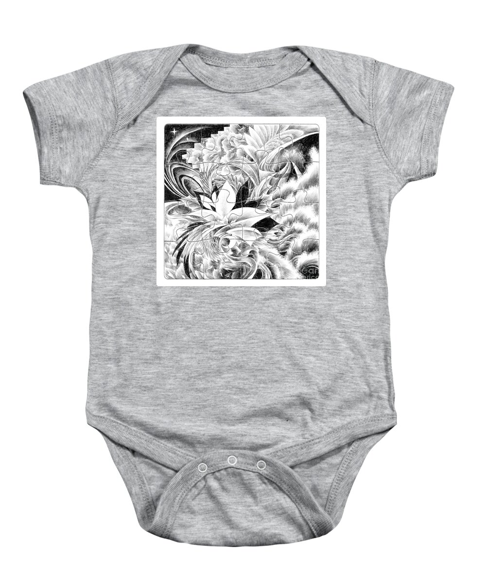 Abstract Baby Onesie featuring the drawing Expression - Heart by Alice Chen
