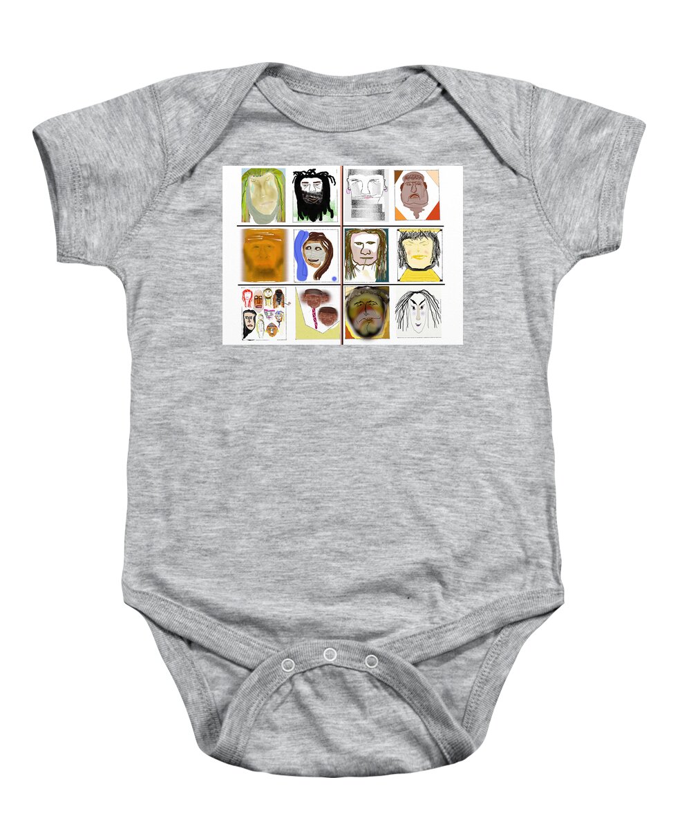 Abstract Baby Onesie featuring the digital art Faces by SC Heffner