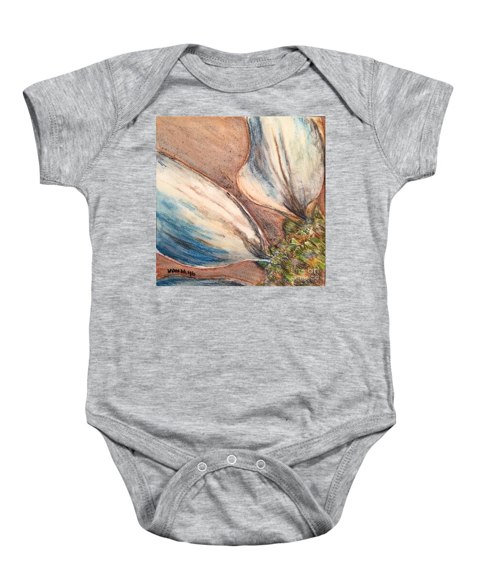 Macro Baby Onesie featuring the drawing Faded Glory by Vonda Lawson-Rosa