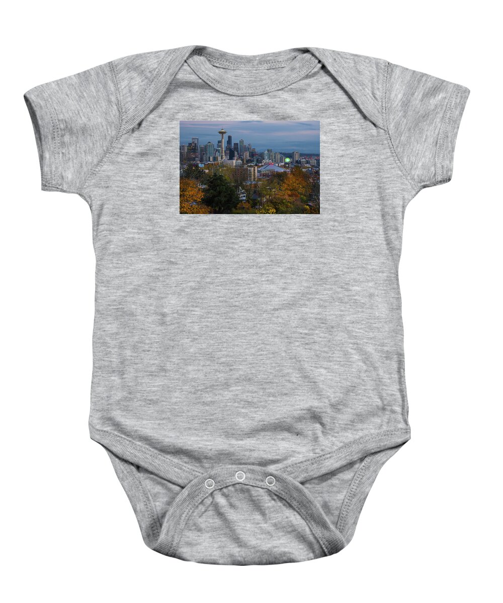Seattle Baby Onesie featuring the photograph Fall Colors At Kerry Park by Matt McDonald