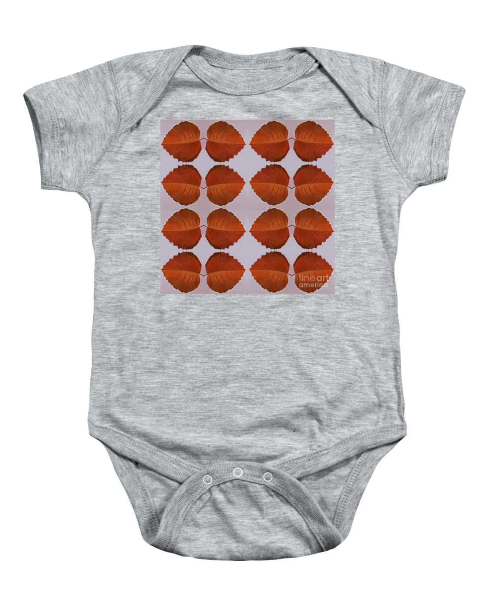 Red Leaves Baby Onesie featuring the digital art Fallen Leaves Arrangement by Helena Tiainen