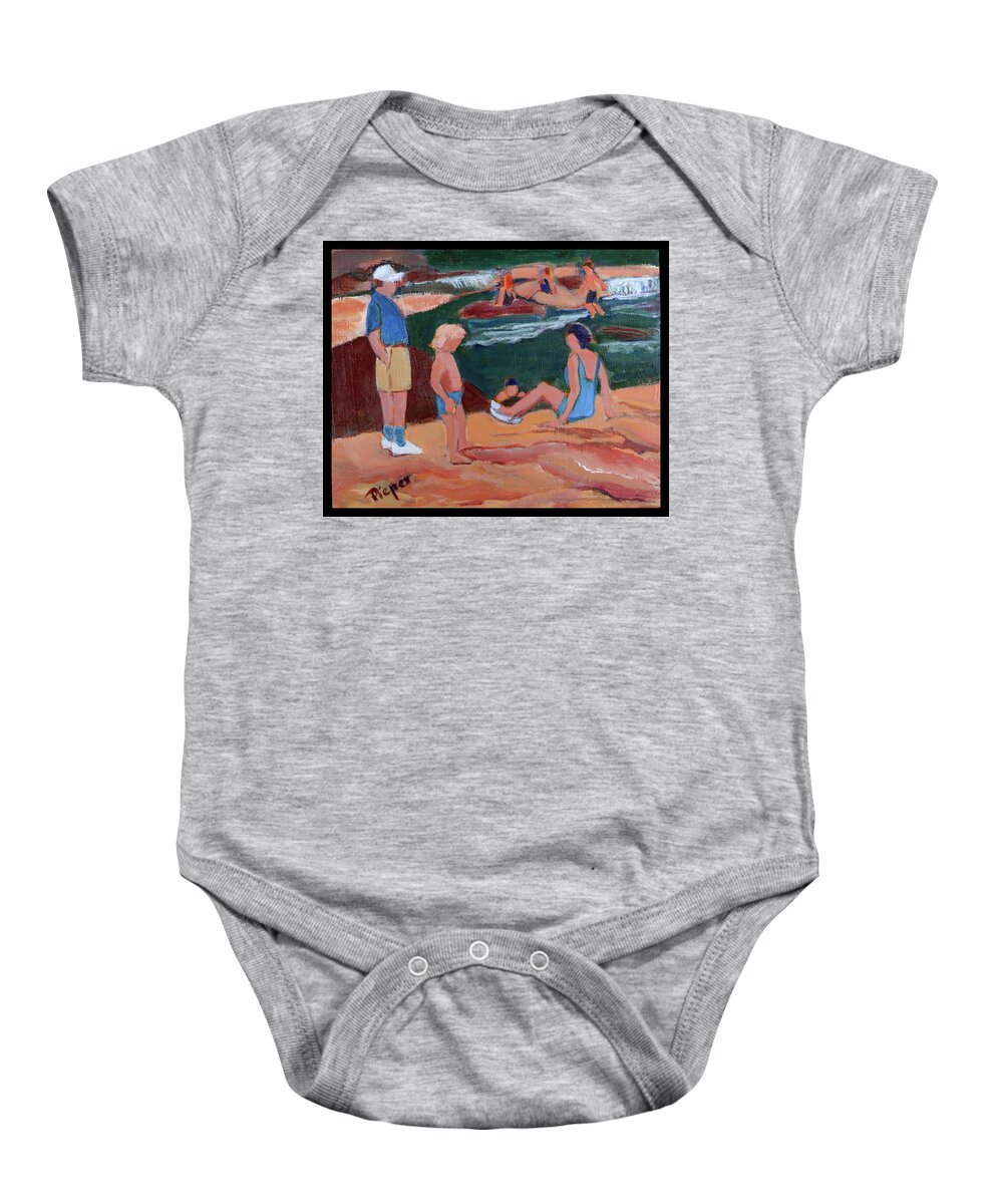 Slide Rock Arizona Baby Onesie featuring the painting Family at Slide Rock Park by Betty Pieper