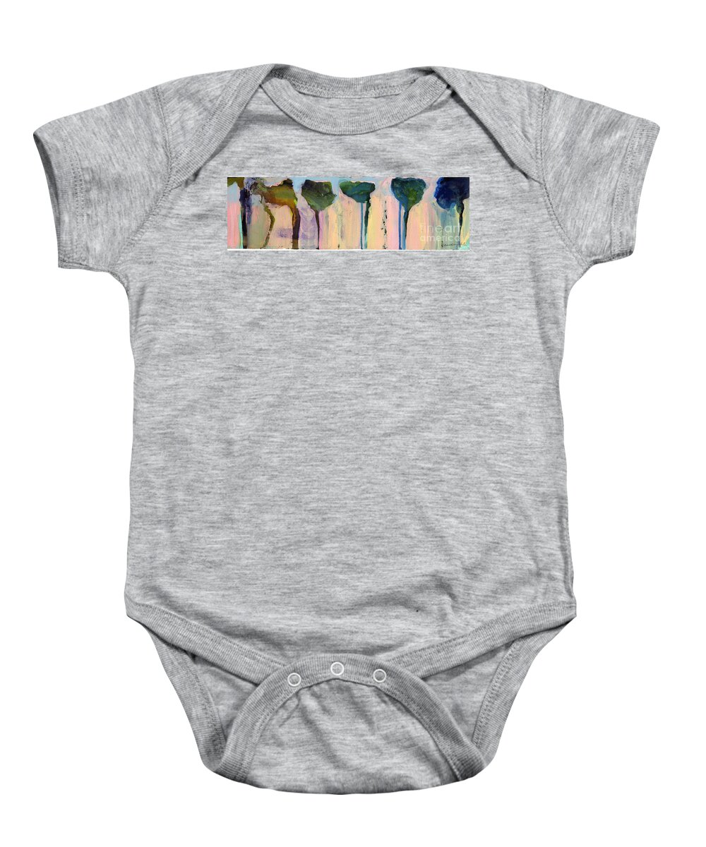Landscape Baby Onesie featuring the painting Bending To The Wind by Pat Saunders-White