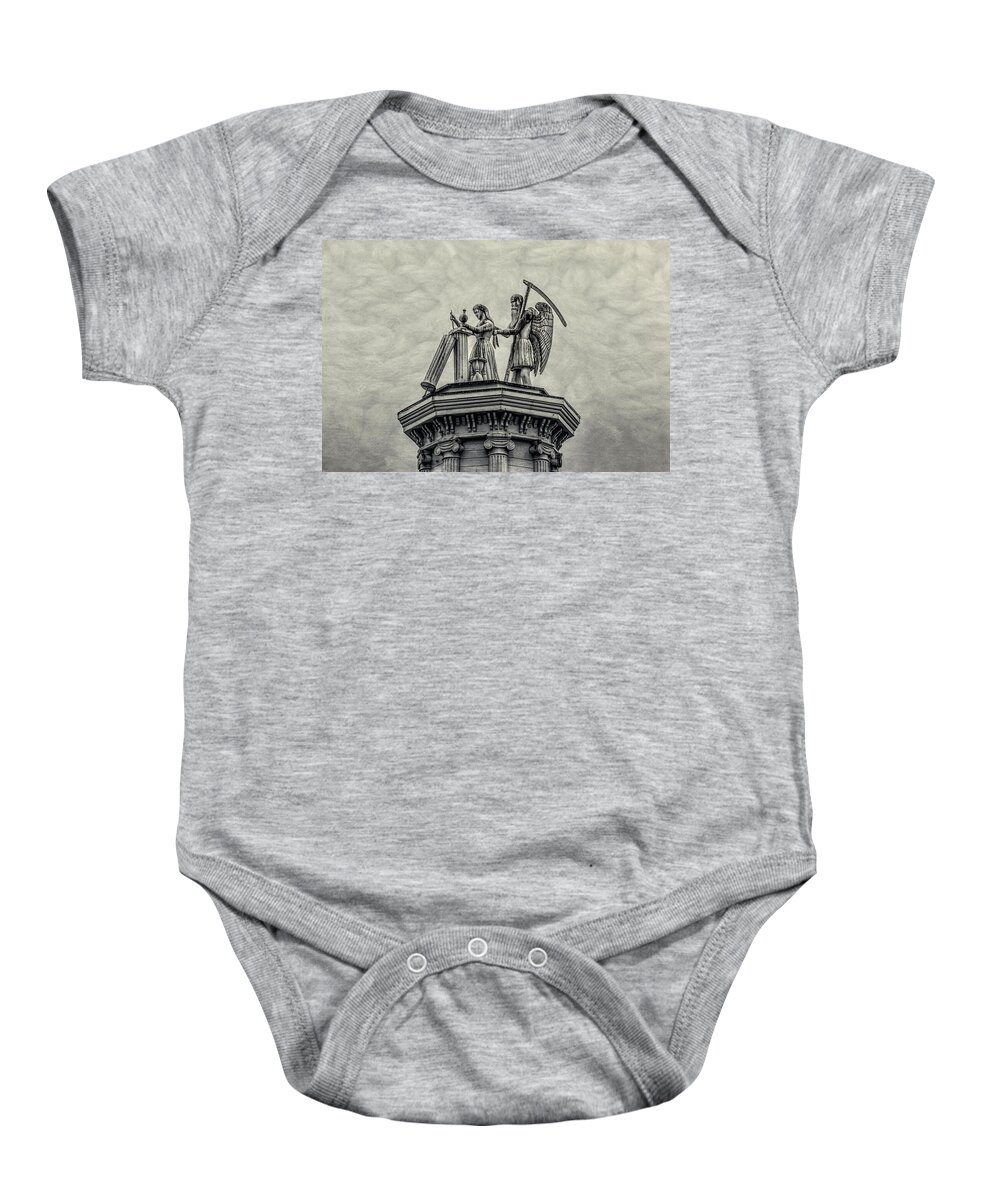 Statue Baby Onesie featuring the photograph Father Time And The Maiden by Garry Gay