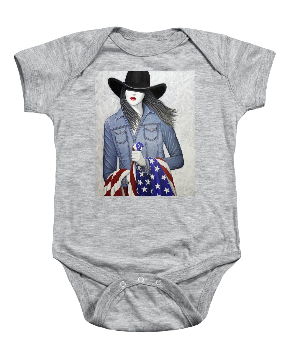 American Flag Baby Onesie featuring the painting Fathers Flag by Lance Headlee