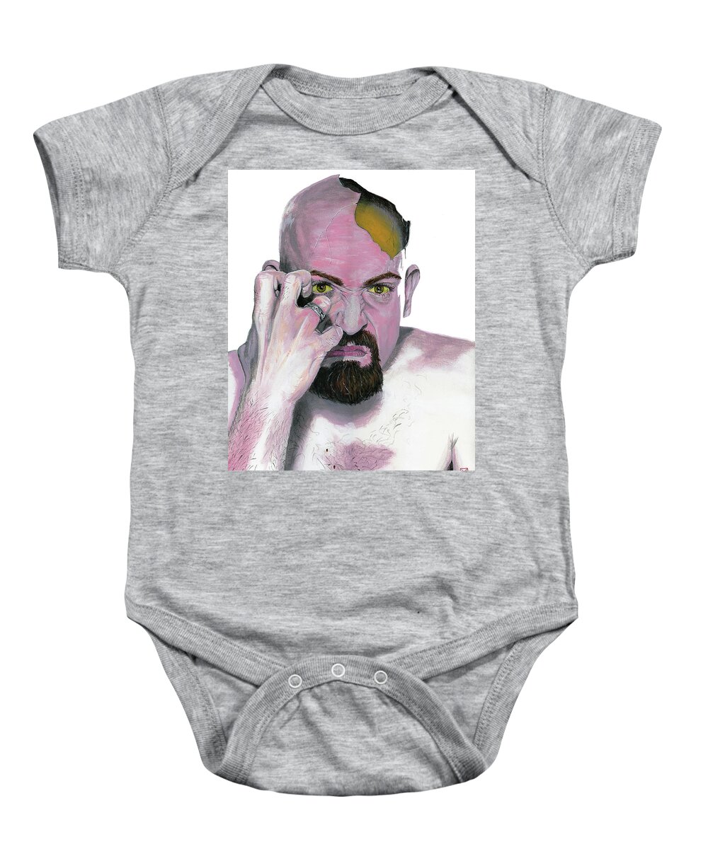 Portrait Baby Onesie featuring the painting Fault Lines by Matthew Mezo