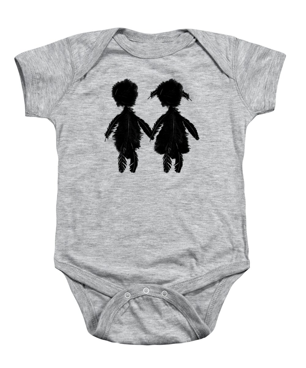 Depeche Mode Baby Onesie featuring the digital art Featherman and Feathergirl from Playing The Angel by Luc Lambert