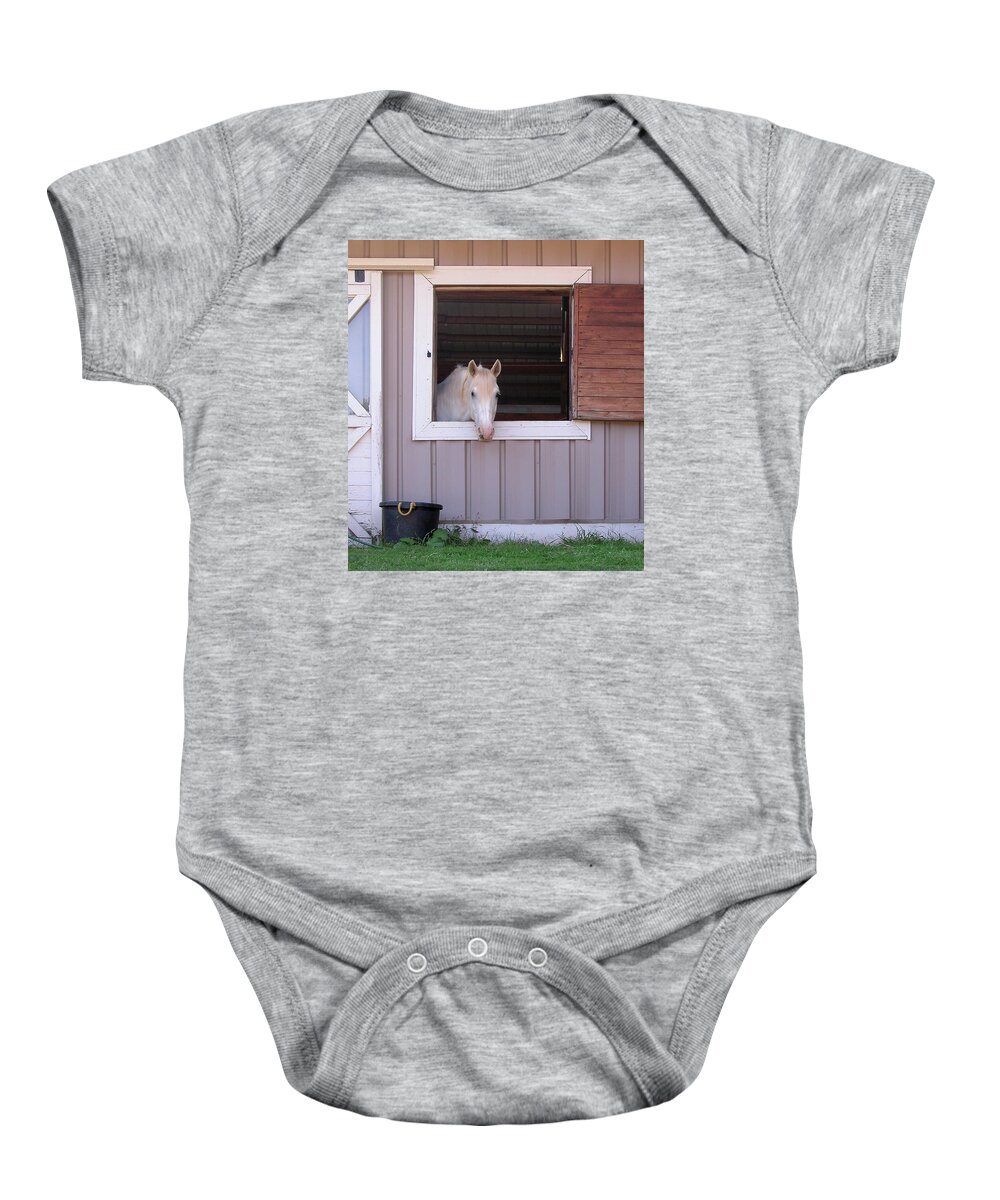 White Baby Onesie featuring the photograph Feed Me by Marie Hicks