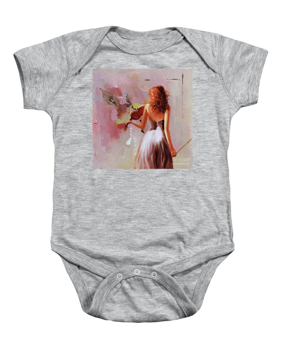 Guitar Baby Onesie featuring the painting Female Violinist 45ED by Gull G