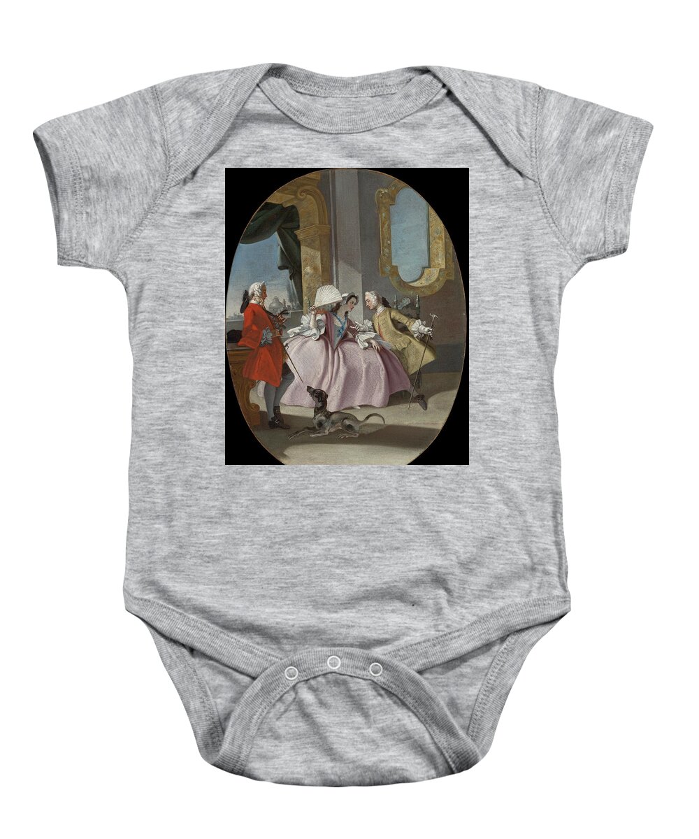 Filippo Falciatore Baby Onesie featuring the painting Fetes Galantes 1 by Filippo Falciatore