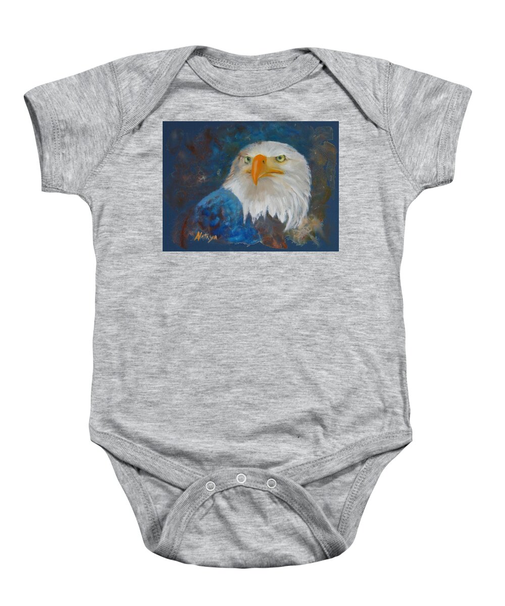 Eagle Baby Onesie featuring the painting Fierce Determination by Nataya Crow