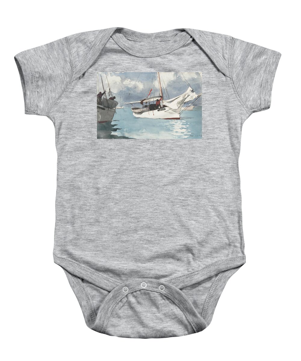 19th Century American Painters Baby Onesie featuring the painting Fishing Boats, Key West by Winslow Homer