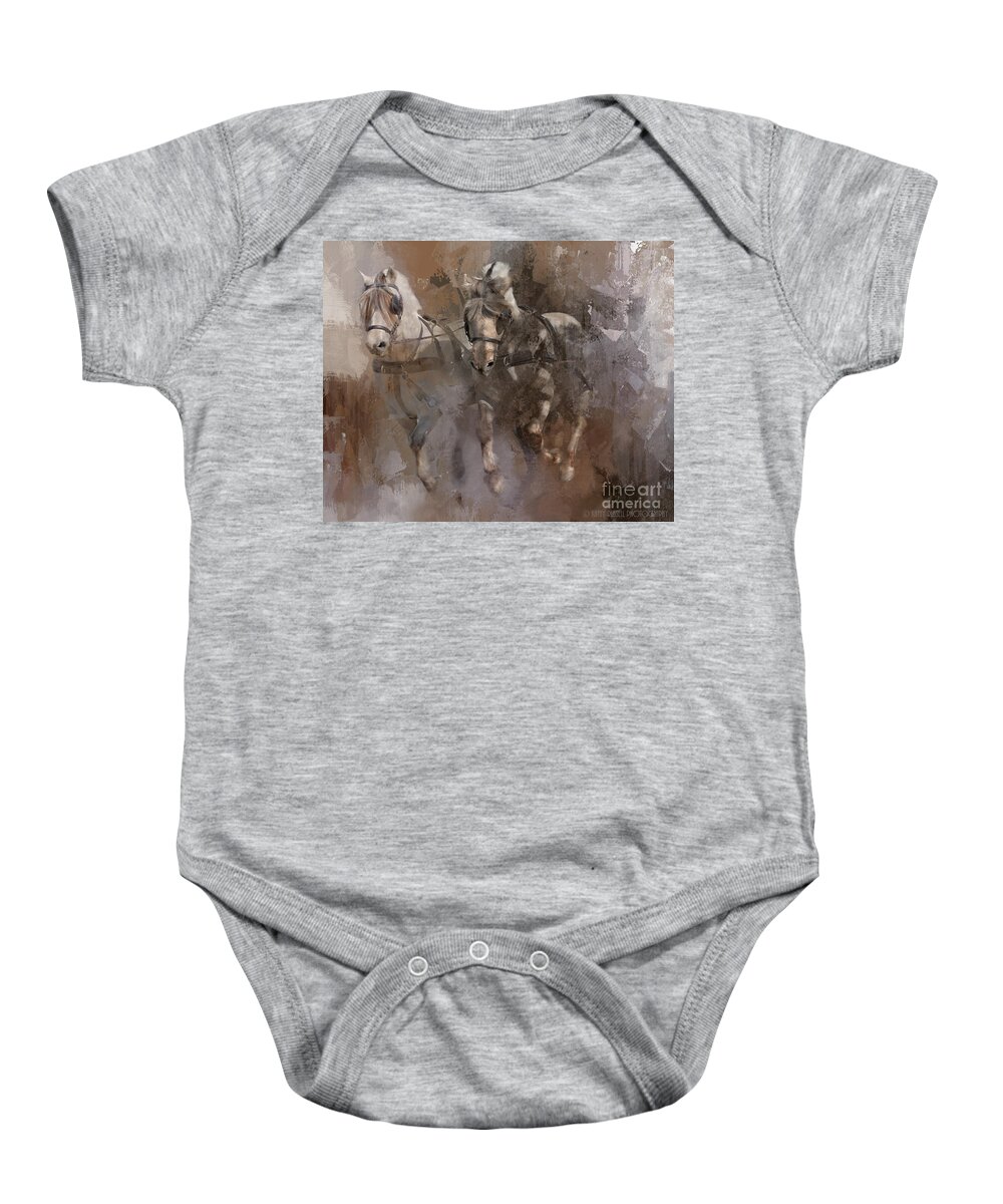 Horses Baby Onesie featuring the photograph Fjords on the Run by Kathy Russell