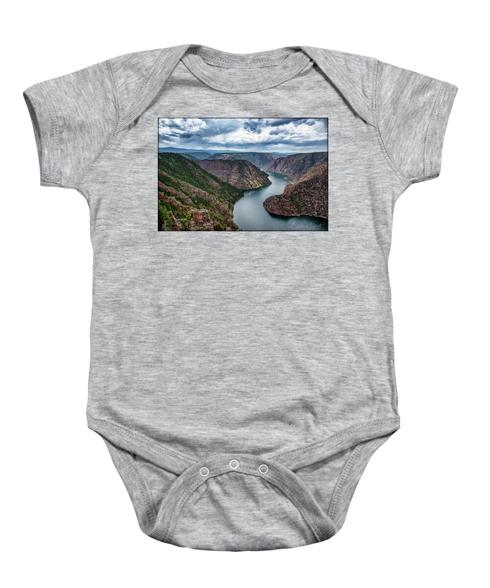 Flaming Gorge Baby Onesie featuring the photograph Flaming Gorge by Erika Fawcett