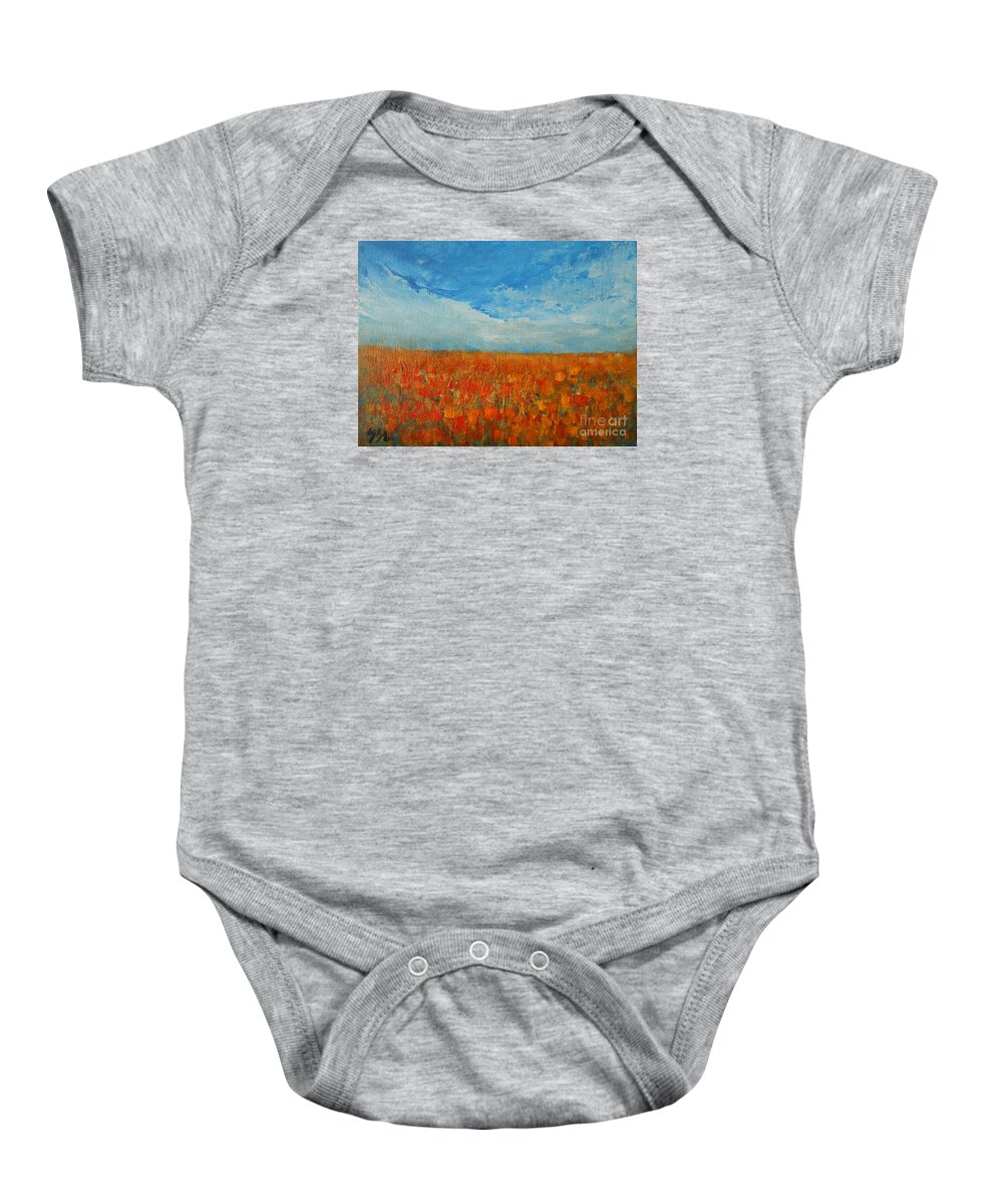 Abstract Baby Onesie featuring the painting Flaming Orange by Jane See