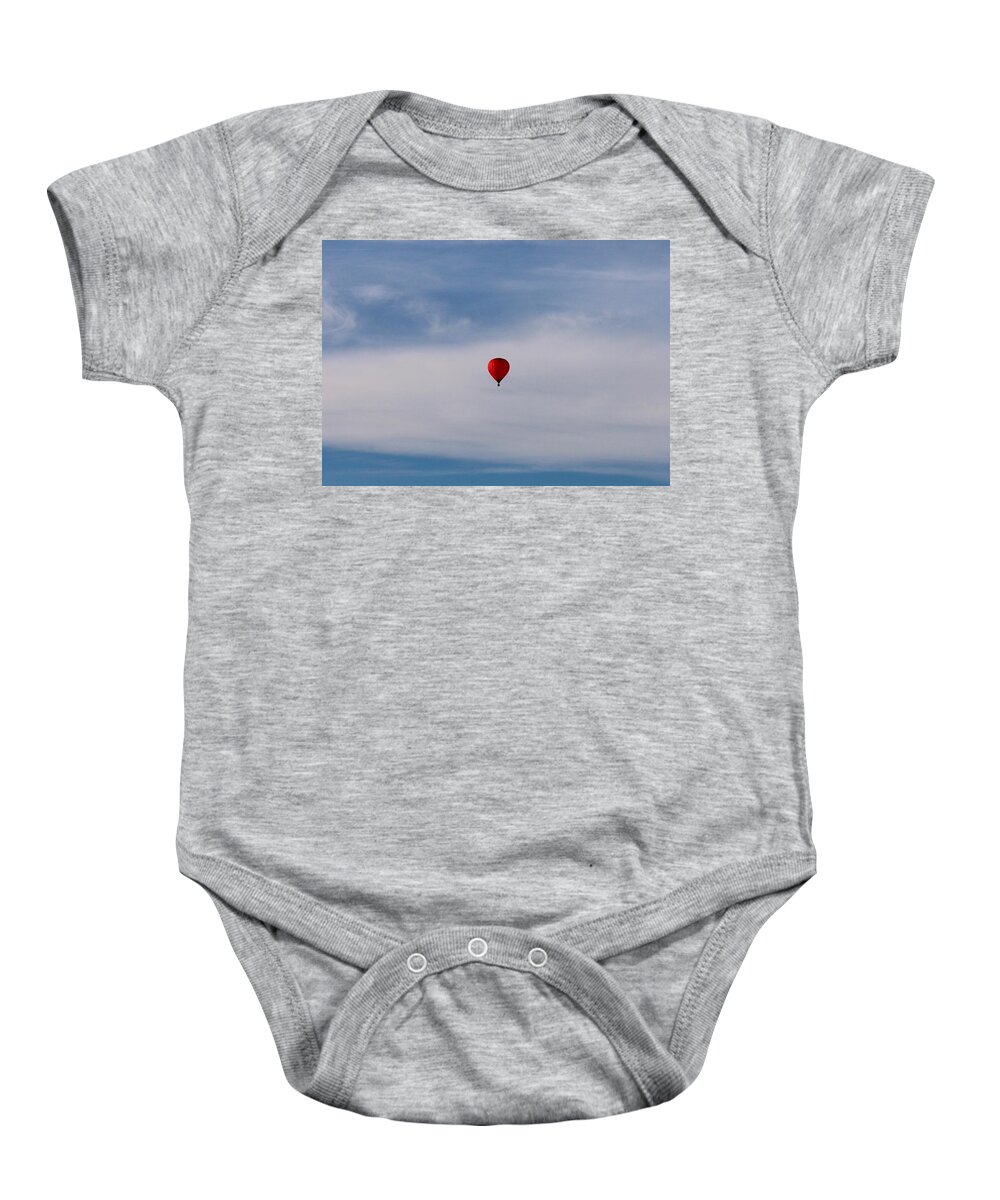 Hot Air Balloon Baby Onesie featuring the photograph Floating High by Christy Pooschke