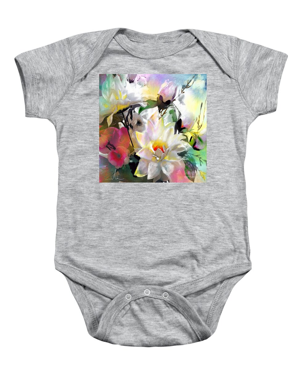 Flowers Painting Drawing Art Baby Onesie featuring the painting Flowers for my Friend by Miki De Goodaboom