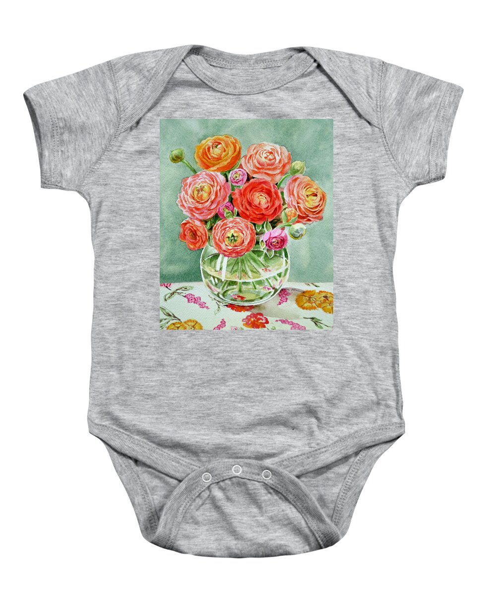 Flowers Baby Onesie featuring the painting Flowers in the Glass Vase by Irina Sztukowski
