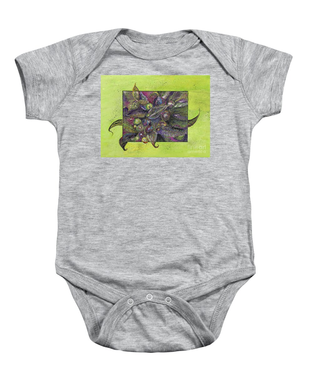 Leaves Baby Onesie featuring the painting Flowing Leaves and Berries by Nadine Rippelmeyer