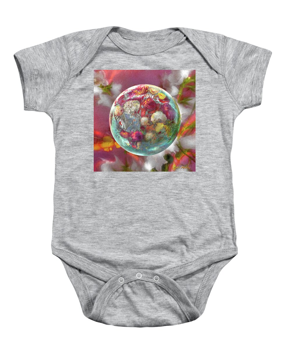 Flowers Baby Onesie featuring the digital art Fluorescent Dream Orb by Robin Moline