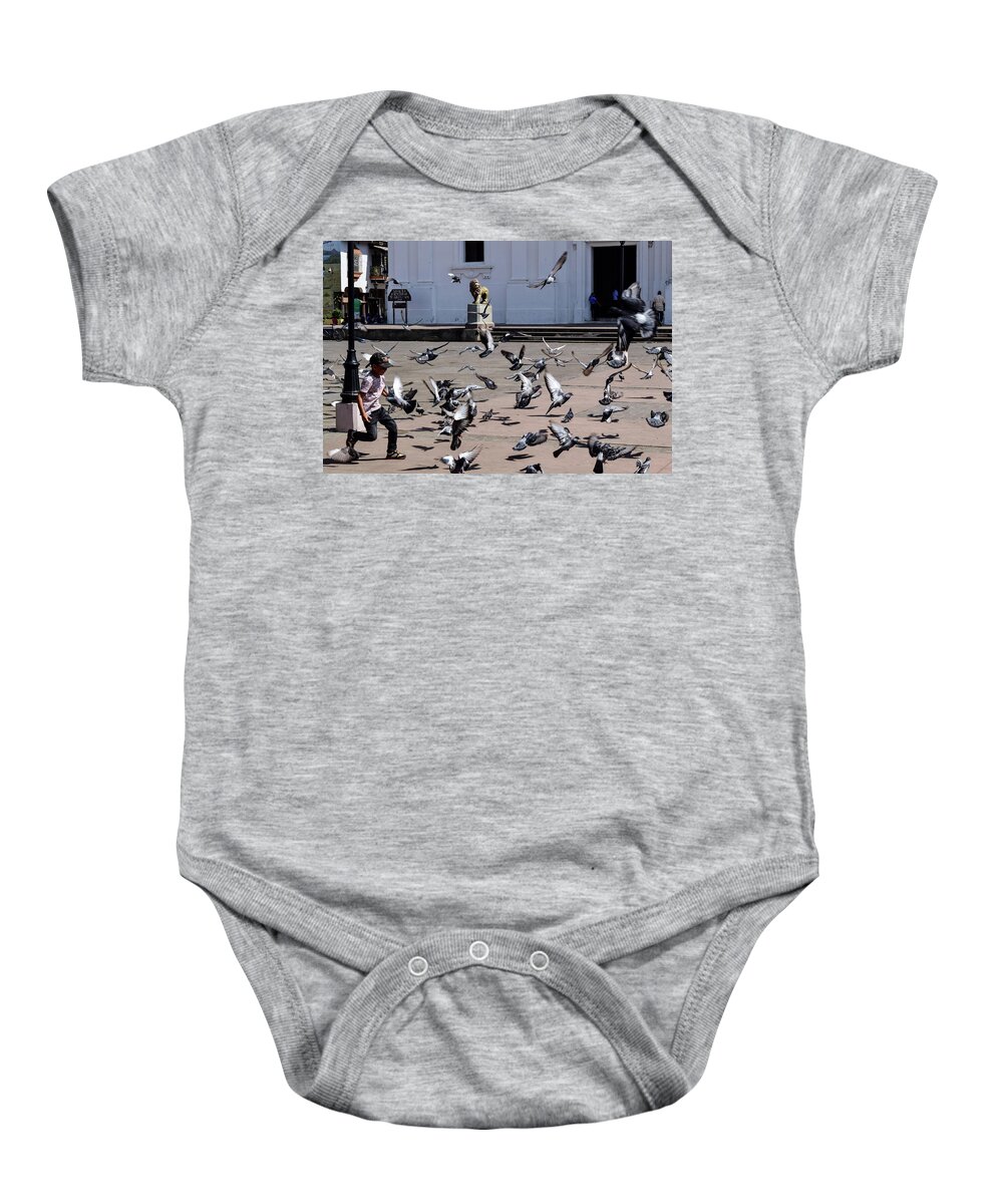 Innocence Baby Onesie featuring the photograph Fly Birdies Fly by Nicole Lloyd