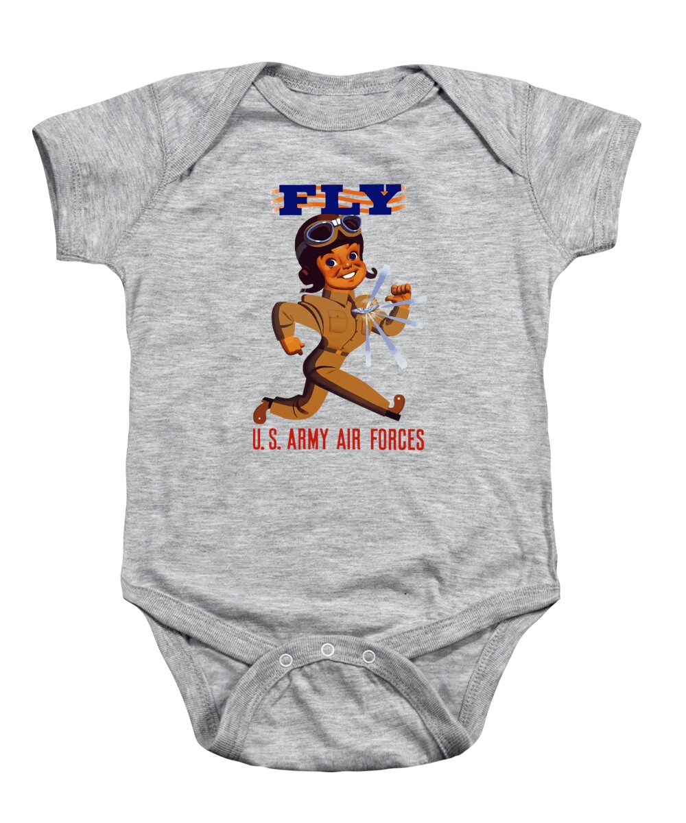 Air Force Baby Onesie featuring the painting FLY - US Army Air Forces by War Is Hell Store