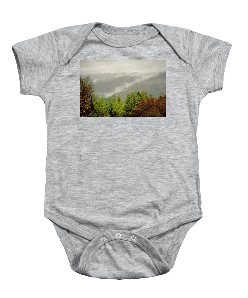 Fog Baby Onesie featuring the photograph Fog In The Hills of Oak Run by Joyce Dickens