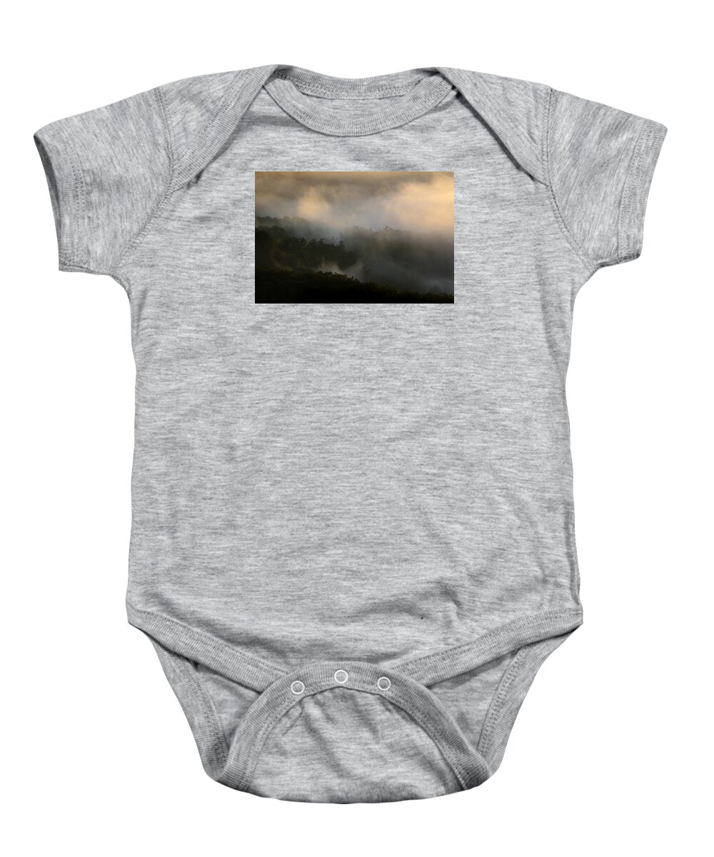 Mist Baby Onesie featuring the photograph Foothills of the Blue Ridge Mountains by John Harmon